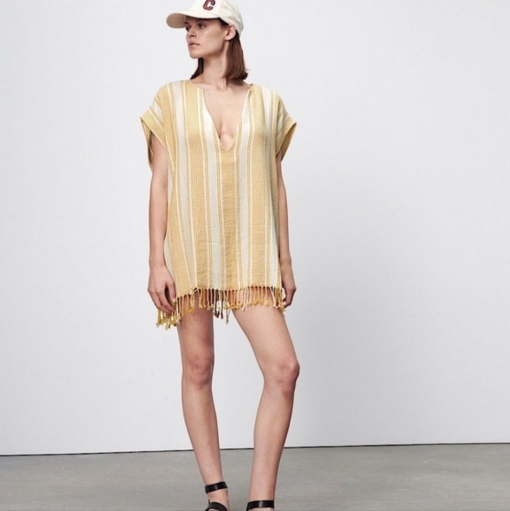 Zara Rustic Fringed Kaftan Cover Up Size S-M